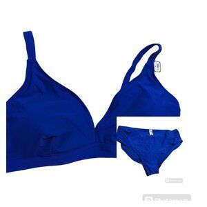 Time & Tru Bikini top & bottom cobalt blue swimsuit w/tags boining support 3x